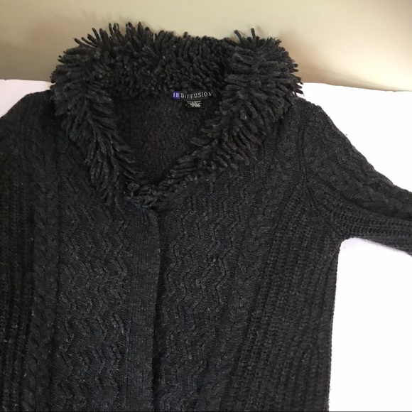 IB Diffusion Vintage 90s Cable Knit Long Sweater Coat Cardigan Wool Cozy Warm S - Picture 6 of 15